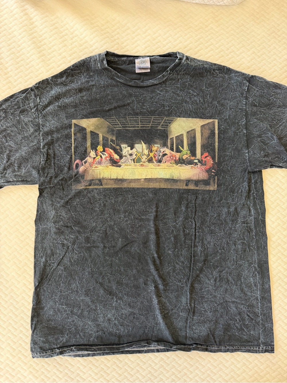 Men's Black Graphic Short Sleeve Tee with Colorful Last Supper Artwork